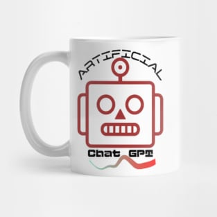 Chat GPT Artificial , Red Robot Mug